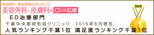 千葉中央美容形成クリニックは美容外科皮膚科口コミED治療部門人気満足1位